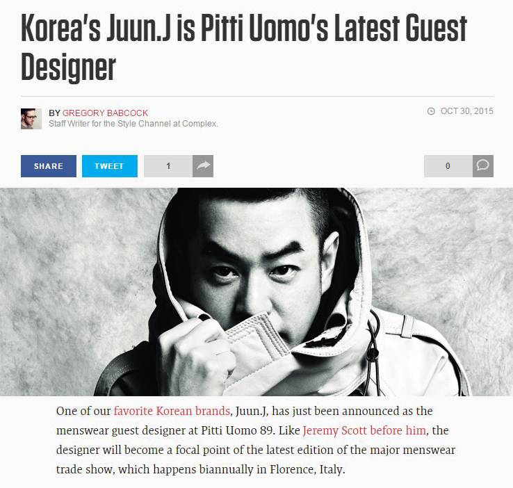 준지, 한국 최초 ‘피티 워모’ 남성복 게스트 디자이너 선정 | 2