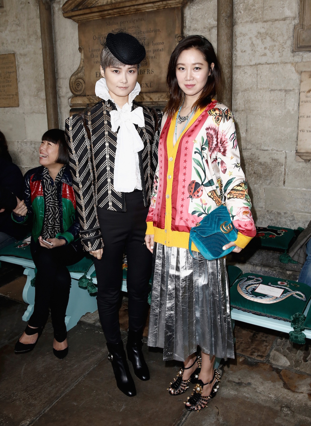 LONDON, ENGLAND - JUNE 02: Chris Lee (L) and Kong Hyo Jin attend the Gucci Cruise 2017 fashion show at the Cloisters of Westminster Abbey on June 2, 2016 in London, England. (Photo by John Phillips/Getty Images for GUCCI)